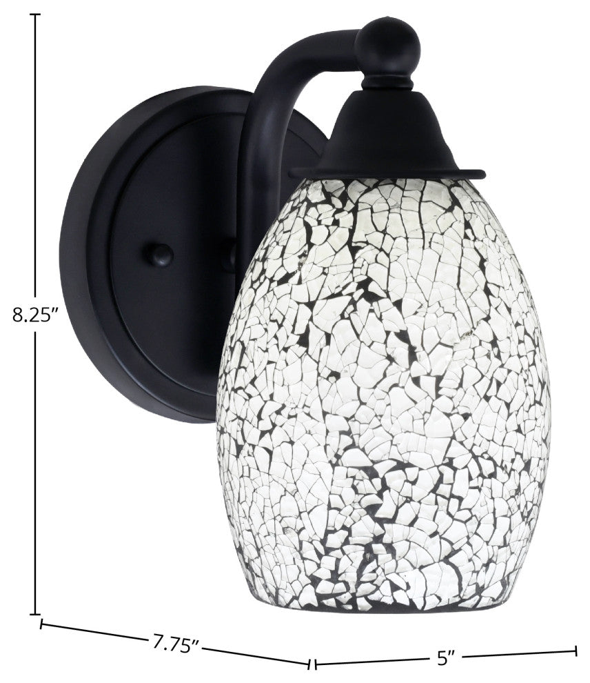Paramount 1-Light Wall Sconce, Matte Black, 5" Black Fusion Glass