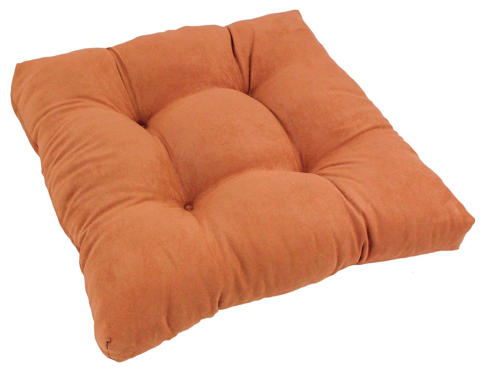 19" Squared Microsuede Tufted Dining Chair Cushion, Spice