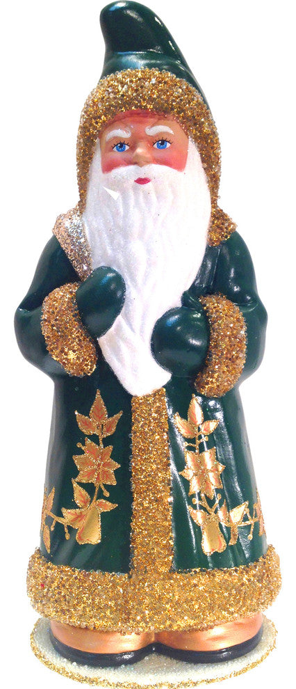 Schaller Paper Mache Candy Container- Santa Green Coat