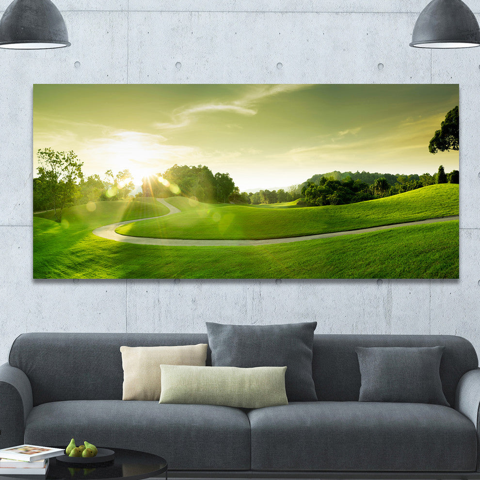 Beautiful Green Valley Panorama, Landscape Canvas Art Print, 60"x28"