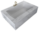 Ovo Contemporary White Rectangular Acrylic Undermount Bath Tub 72"x36", White