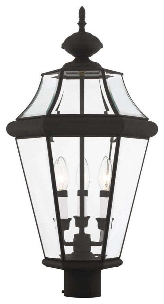 Livex Georgetown 3 Light 23" Tall Outdoor Post Lantern, Black