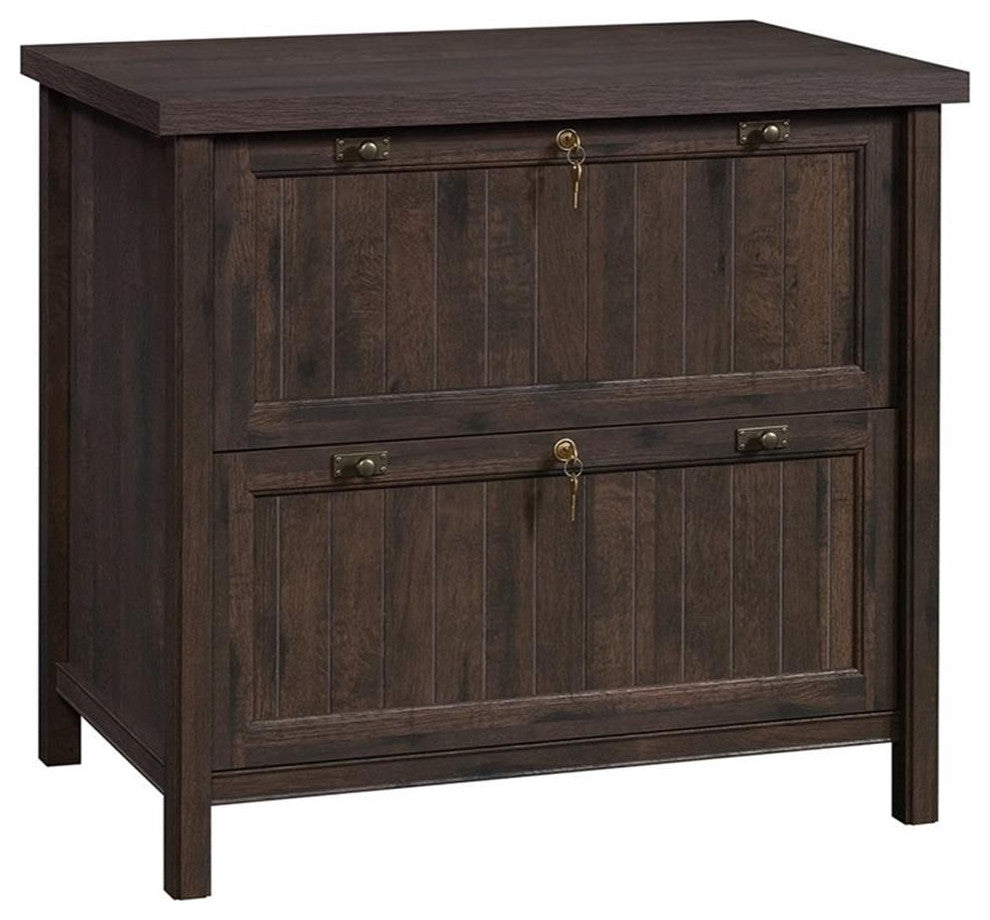 Sauder Costa Engineered Wood 2-Drawer Lateral File Cabinet in Coffee Oak
