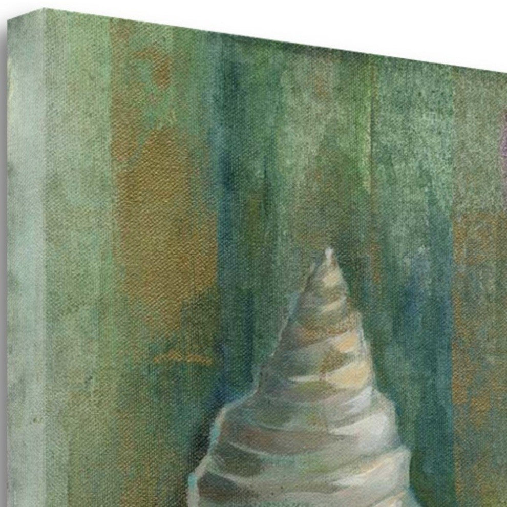 27" Blue and Green Seashell Giclee Wrap Canvas Wall Art