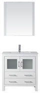 Virtu Dior 32" Single Bathroom Vanity, White, Polished Chrome Faucet, Mirror