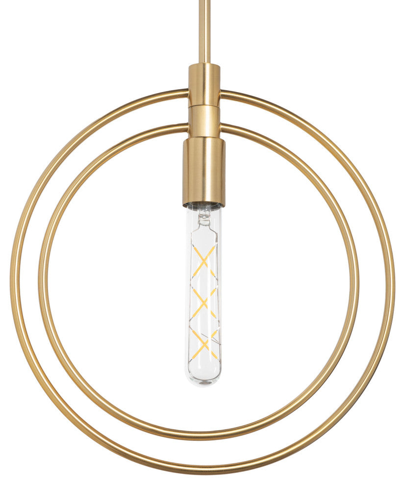 Nyla Single Light Brass Circular Pendant