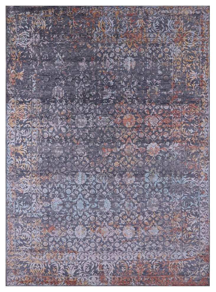8' 11" X 11' 11" Modern Handmade Wool and Silk Rug Q8706