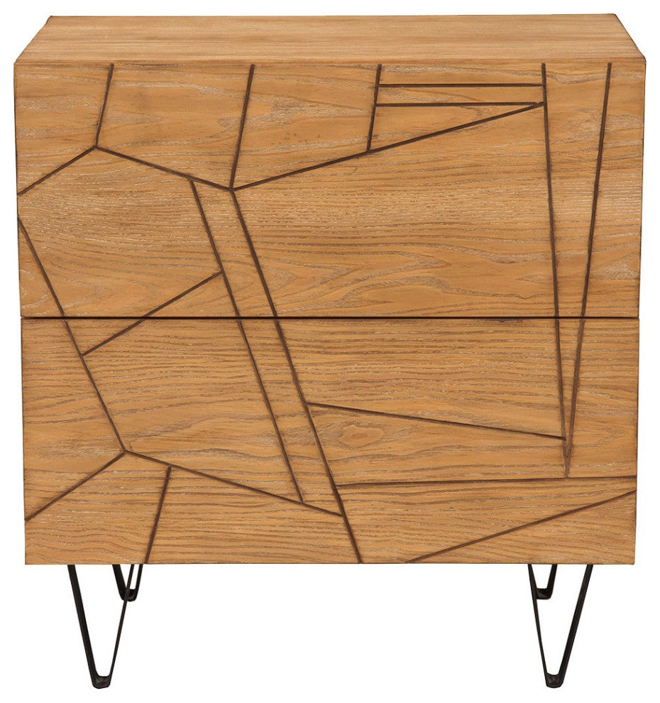 Natural Abstract 2 Drawer Nightstand