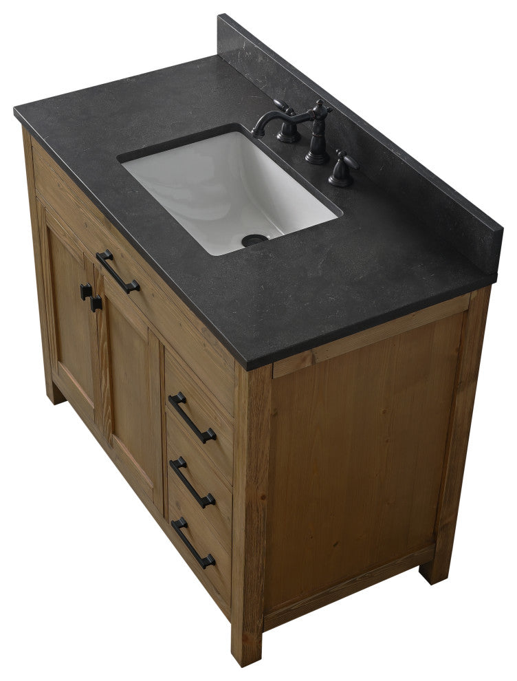 Jasper 42" Bathroom Vanity, Textured Natural, Blue Limestone