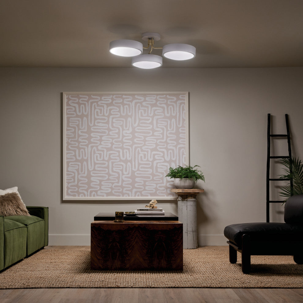 Sago 3 Light Semi Flush Light, White