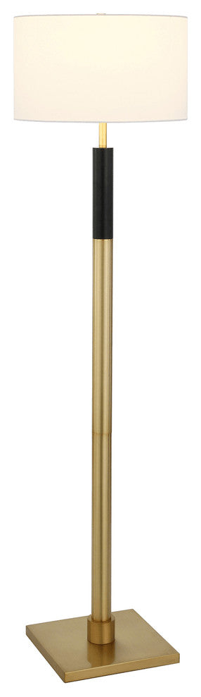 62" Black Traditional Shaped Floor Lamp With White Frosted Glass Drum Shade