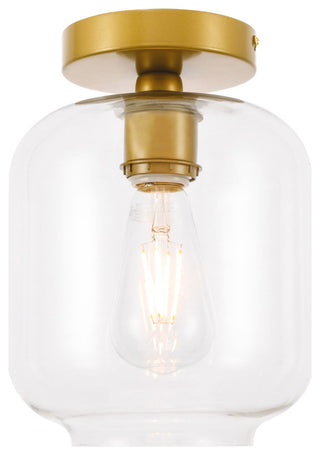 Collier 1 Light Flush Mount in Brass with Clear Glass