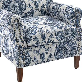 Comfy Armchair With Nailhead Trims, Navy