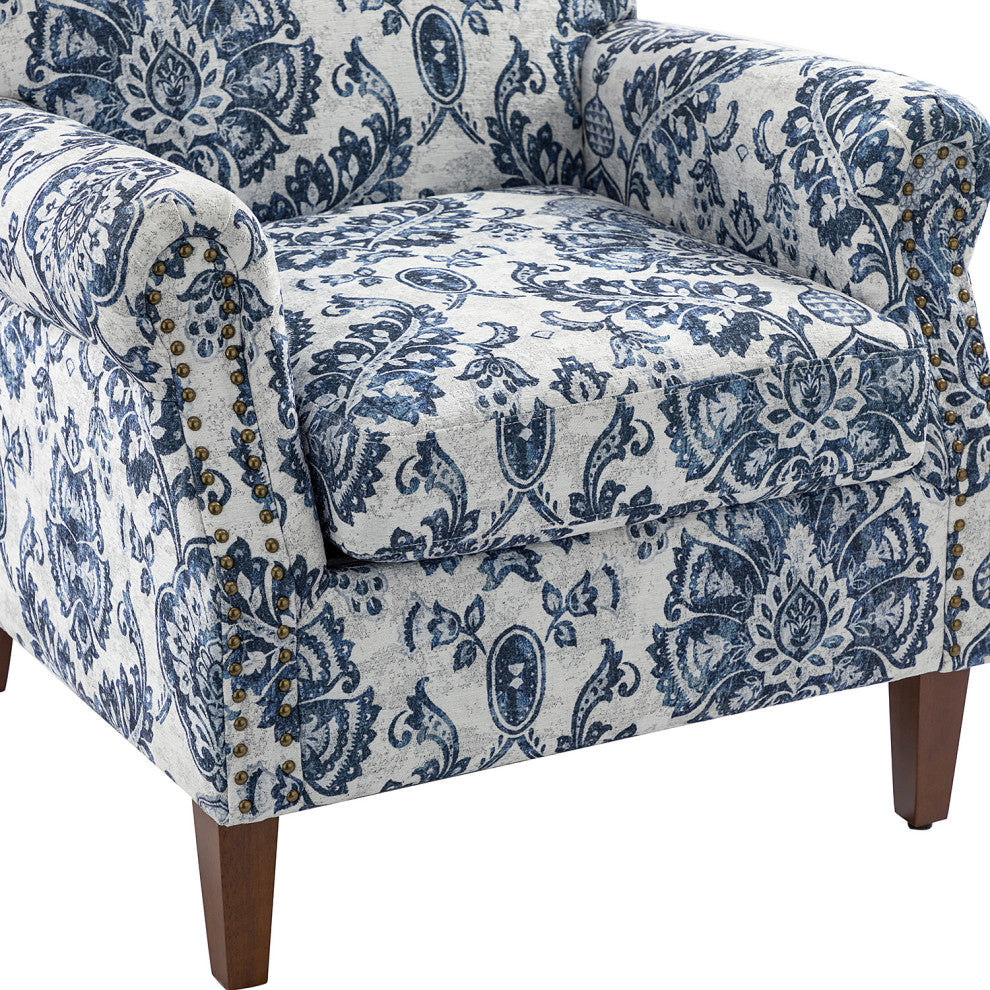Comfy Armchair With Nailhead Trims, Navy