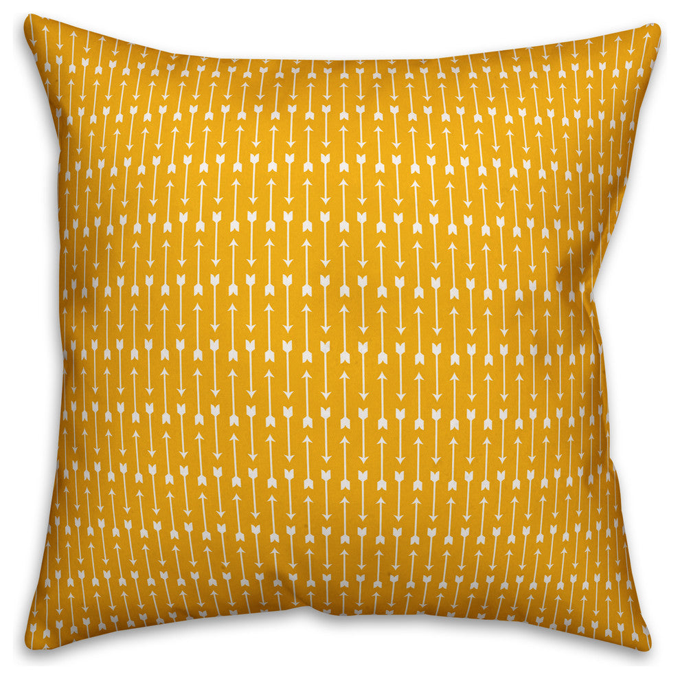 Yellow Arrows Pattern Outdoor Throw Pillow, 16"x16"