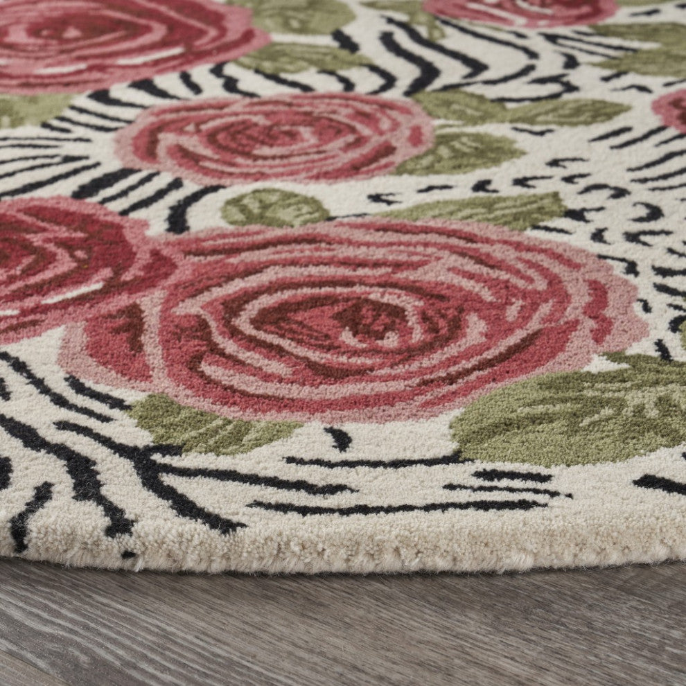 4'' Round Red Rose Bed Area Rug