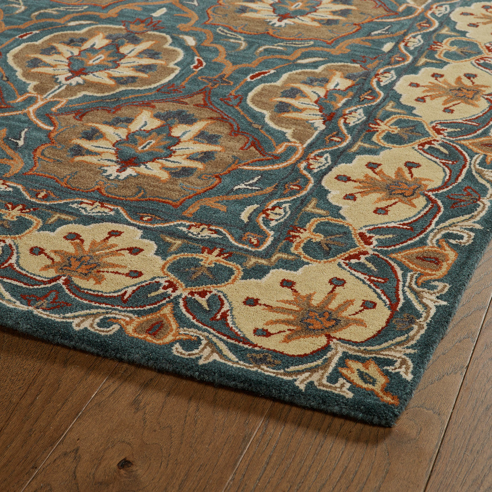Kaleen Middleton Collection Teal Taupe Throw Rug 3'x5'