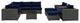 Sojourn 10 Piece Outdoor Patio Sunbrella Sectional Set Canvas Navy
