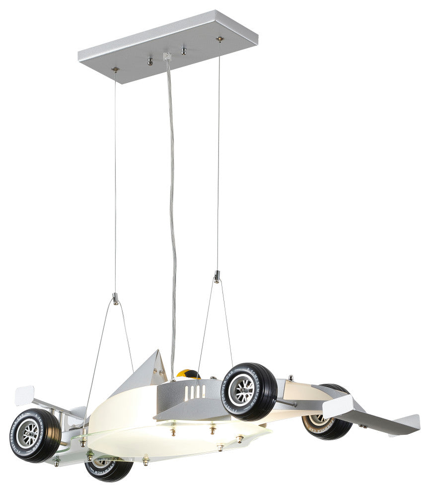 Silver Race Car Driver Light With Frosted Glass