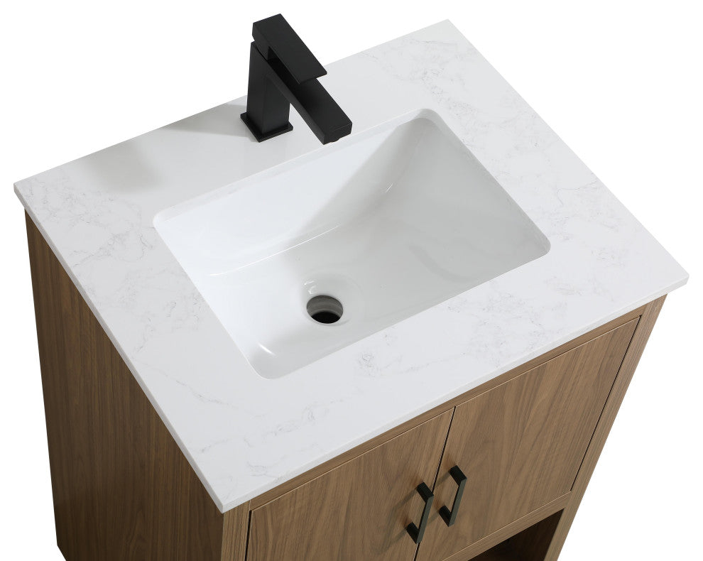 Home Living 24" Single Bathroom Vanity, Walnut Brown