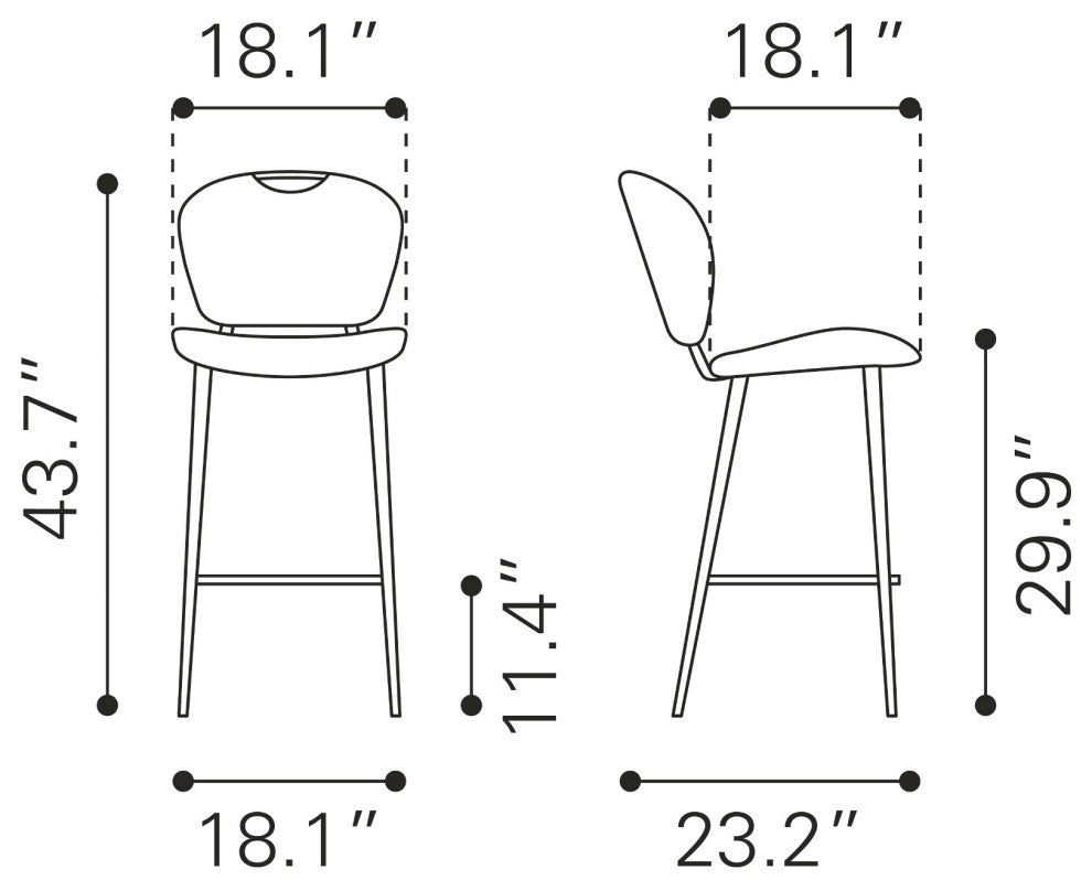Bar Stool Chair Barstool, Faux Vinyl Leather, Steel, Vintage Brown, Black, Cafe