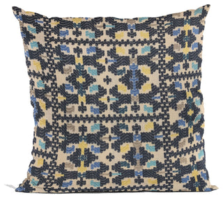 Plutus Blue Morocco Damask Luxury Throw Pillow, 20"x20"