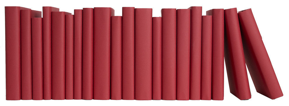 Decorative Books - Cherry Paper Wrapped - Red Books By The Foot