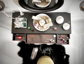 T16 Bedroom Make-up Vanity 55", Black and Brown, Glossy Finish