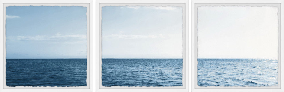 Panoramic Sea Horizon Triptych, 3-Piece Set, 18x18 Panels