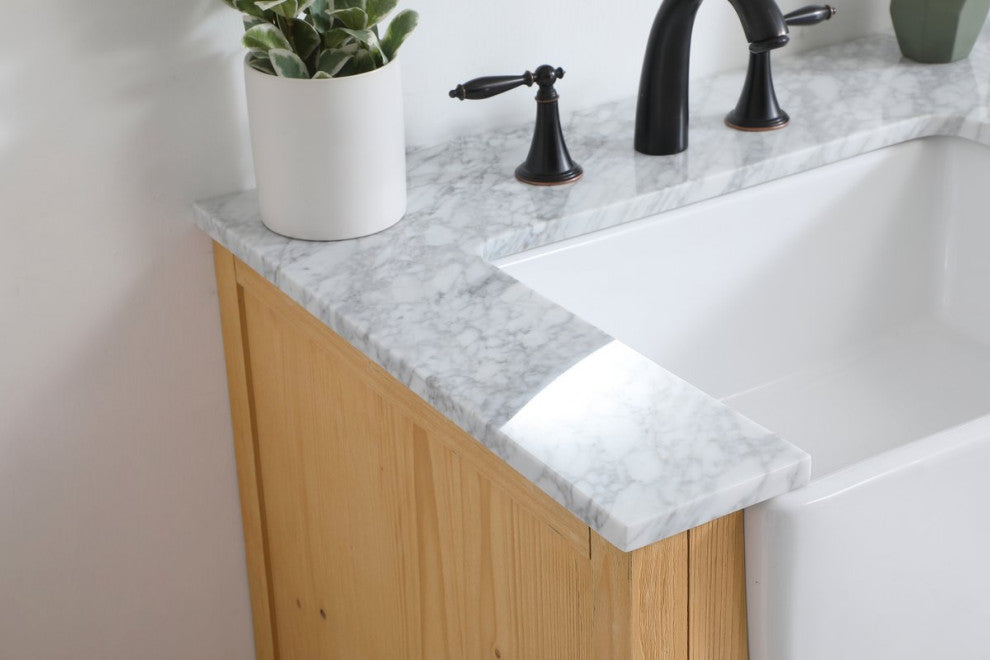 Home Living 22" Farmhouse Natural Wood-Light Bathroom Vanity