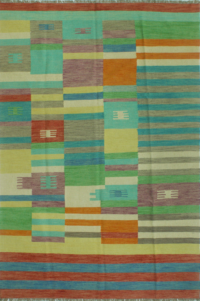 Winchester Kilim Siobhan Rust/Blue Rug, 6'6x9'8