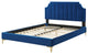 Platform Bed Frame, King Size, Velvet, Blue Navy, Modern Contemporary, Bedroom