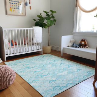 Addison Premium Washable Mayfield AMF181 Teal 5' x 7'6" Rug