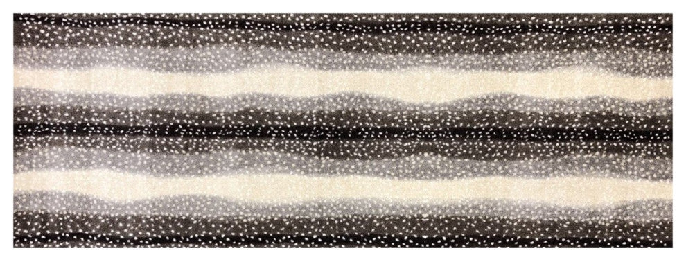 2' x 6' Neutral Dot and Wave Washable Runner Rug