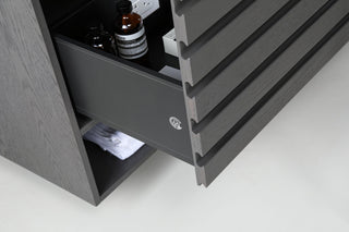 Matera Wall Mount Modern Bathroom Vanity, Charcoal, 60", White Countertop