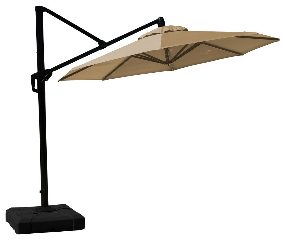 Modular 10ft Sunbrella Outdoor Round Patio Umbrella, Heather Beige