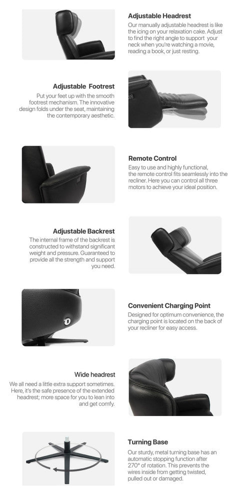 Rashbi Zero Gravity Power Recliner, Adjustable, Bordeaux