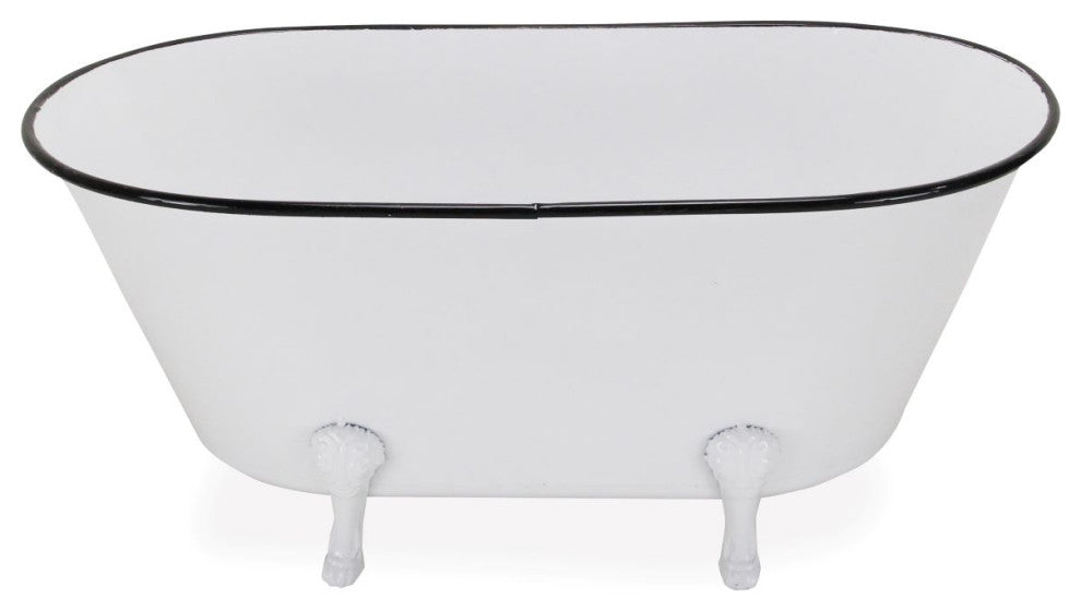 Lavande Metal Tub Decor - Large - White