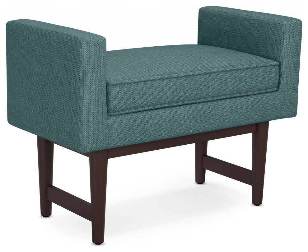 Scott Solid Hardwood Small Ottoman Bench, Smoky Teal