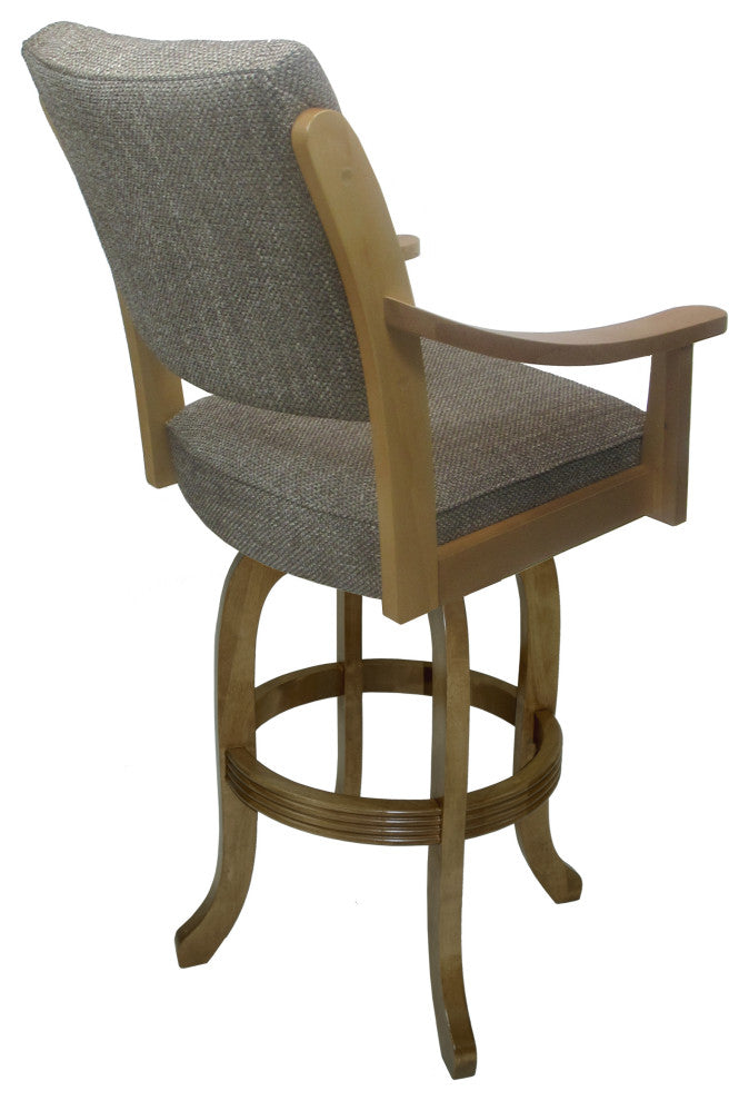 Casa Swivel Wood Stool on Melina Base, Plumley Cocoa on Natural, 26"