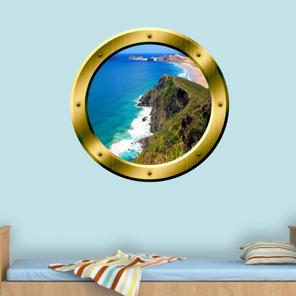 VWAQ 3D Ocean View Wall Decal, 20" Diameter