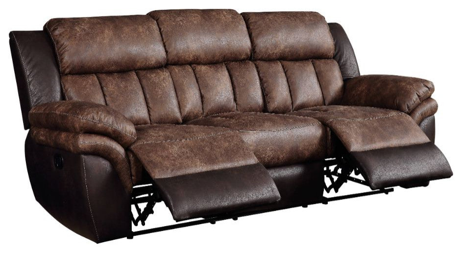 Jaylen Motion Sofa, Toffee & Espresso Polished Microfiber