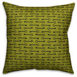 Green Keys Pattern Throw Pillow, 18"x18"