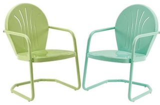 Home Square Griffith 2 Piece Metal Patio Chair Set in Key Lime and Aqua