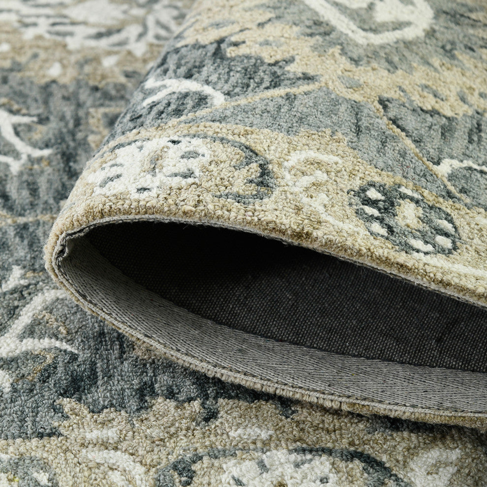 Romania Newburg Area Rug, Gray, 9' x 13', Floral