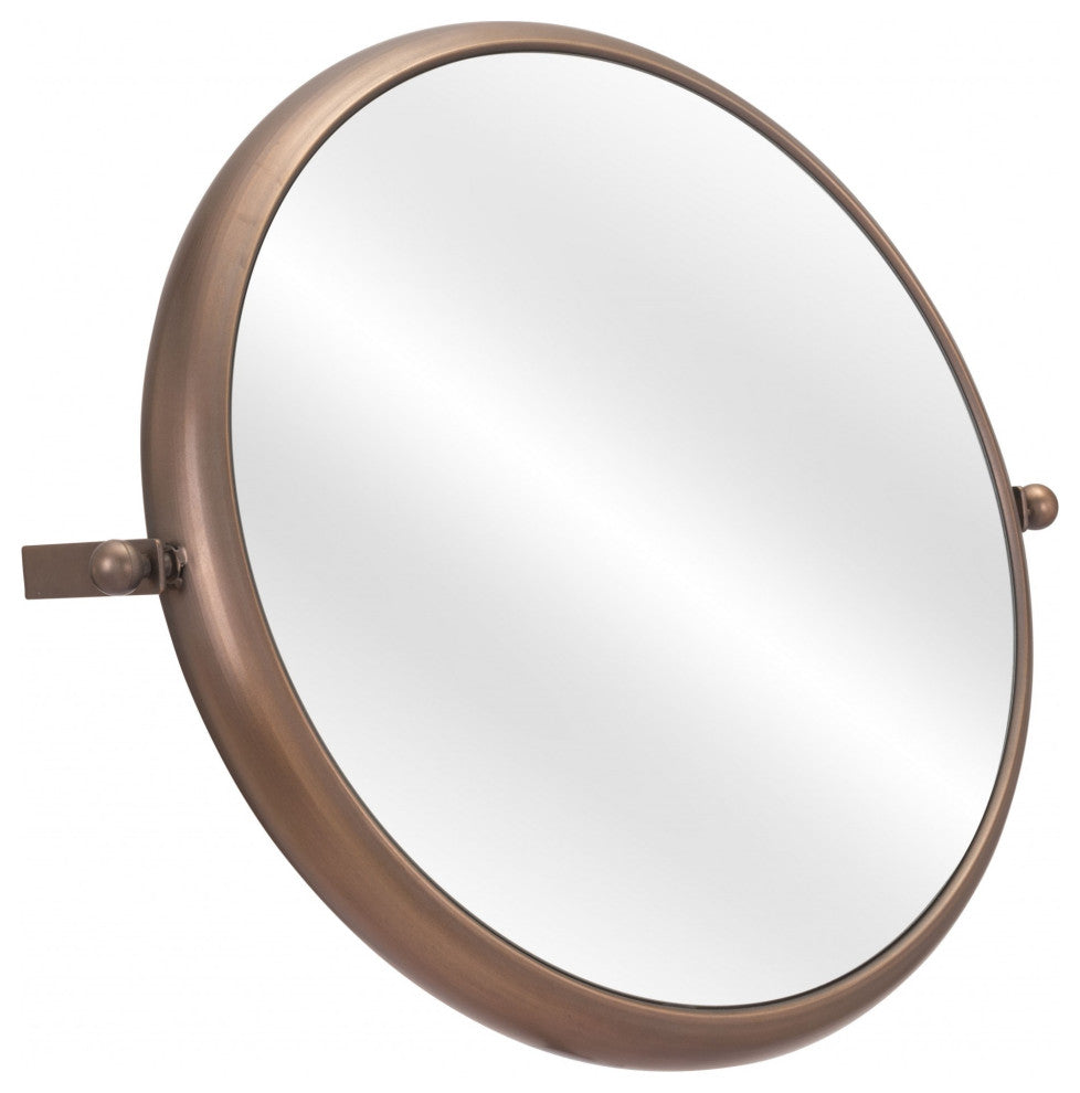 Industrial Gold Round Mirror