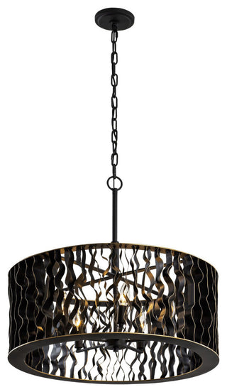 Estela 5-Lt Pendant - Matte Black/French Gold