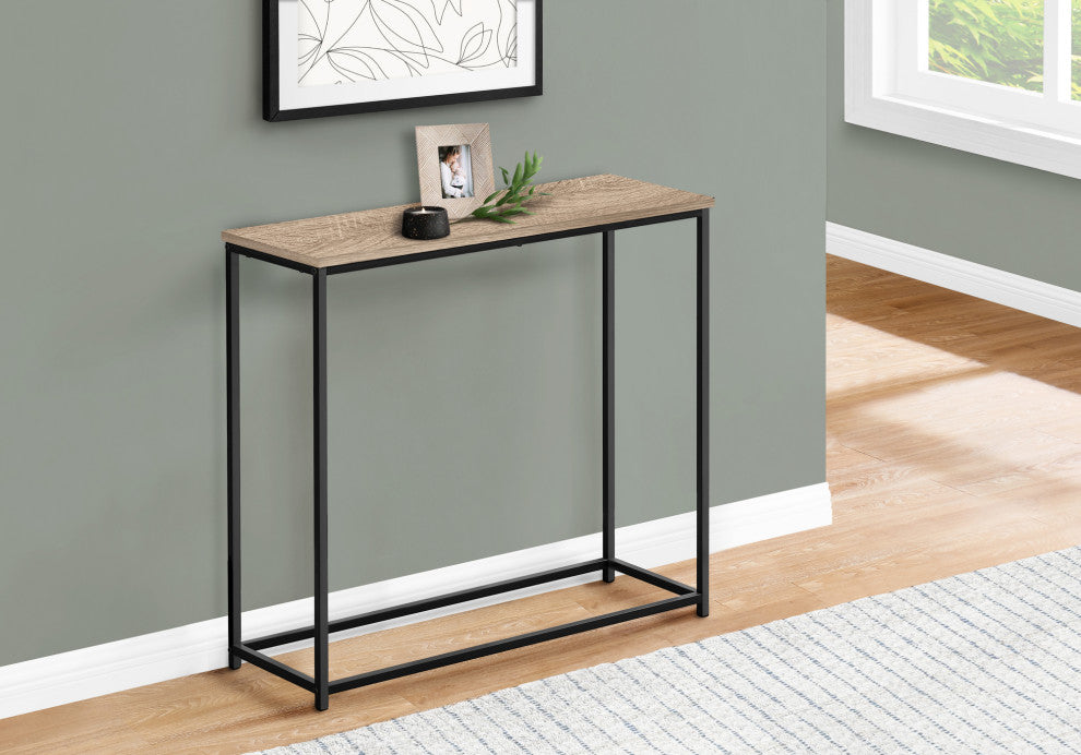 Accent Table, Console, Entryway, Narrow, Sofa, Bedroom, Metal, Dark Taupe