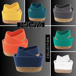 Cheerful Yellow Cotton Storage Baskets Organizer Padang Bins Stackable