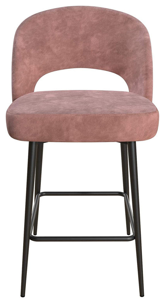 Upholstered Counter Velvet Bar Stool , Pink